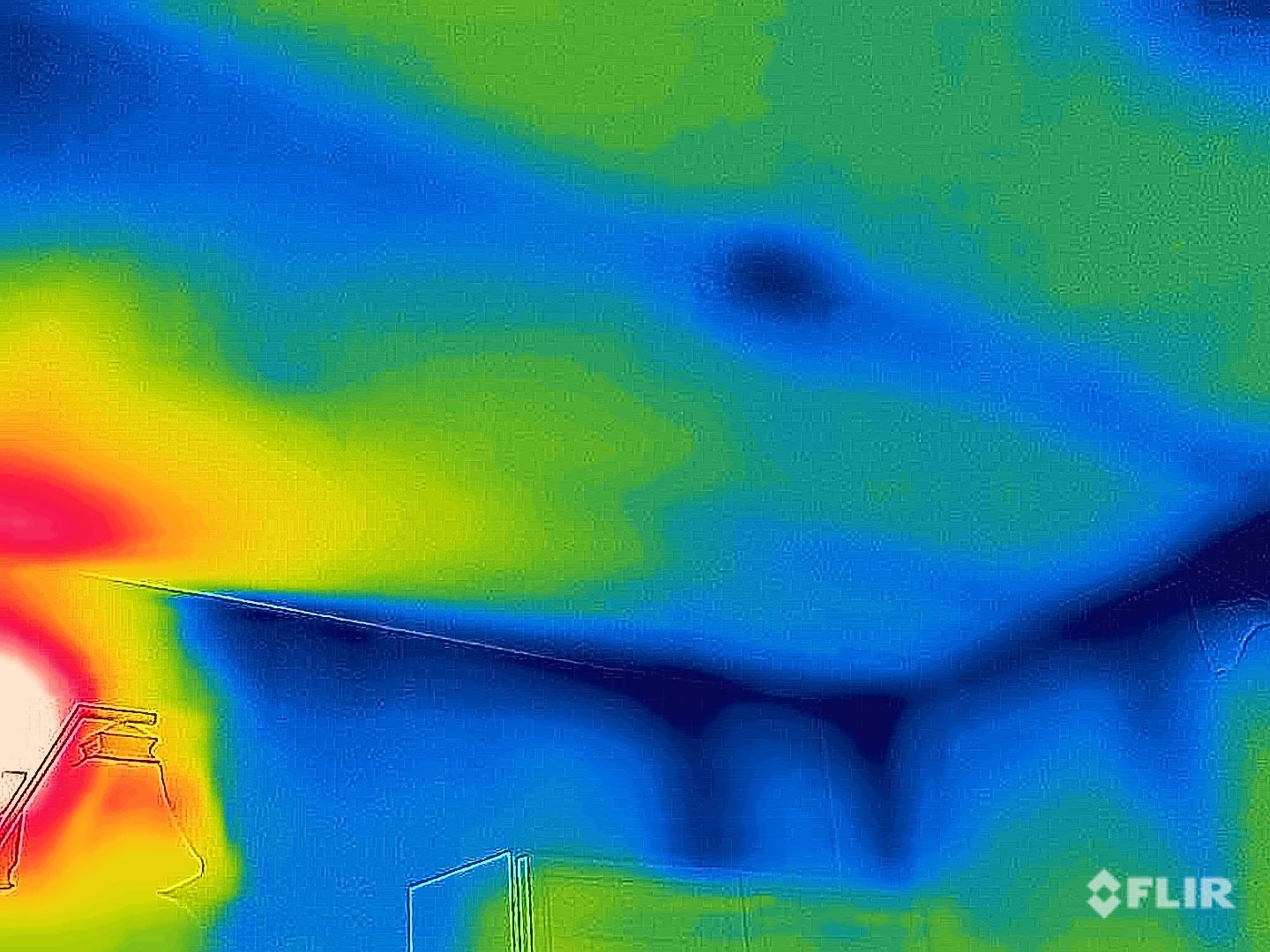 Thermal imaging locating ceiling water intrusion in Hamburg, PA