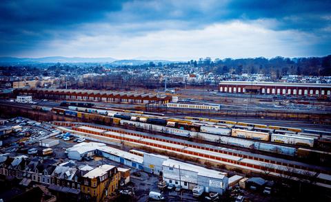 Aerial view reading railroad — Reading, PA