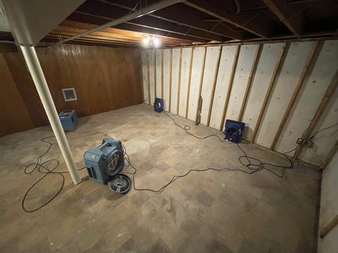 Basement water damage drying air mover — Sinking Spring, PA