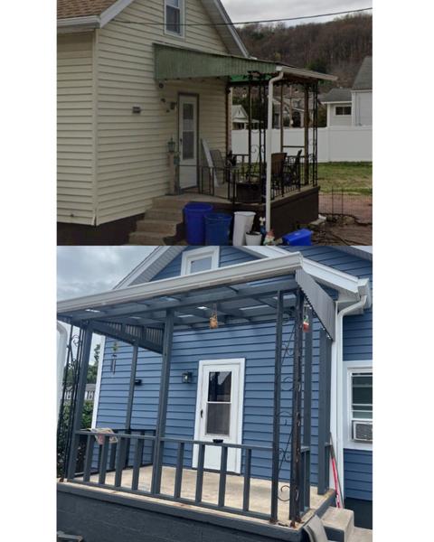 Blue siding home porch exterior — Lebanon, PA