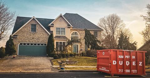 Brick home roof replacement jobsite — New Holland, PA