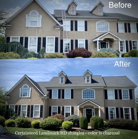 Charcoal HD shingles roof before & after — Reading, PA