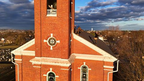 Commercial roof worker cupola install — New Holland, PA