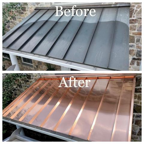Copper standing seam metal roof before & after — Reading, PA