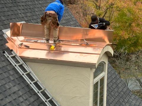 Copper standing seam turret roof installation — Mohnton, PA