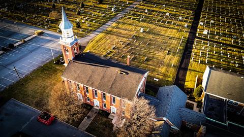 Drone roof replacement crew progress — Mohnton, PA