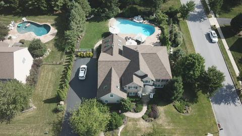 Drone view home gray roof pool — New Holland, PA