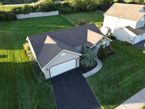 Drone view home new roof driveway — Kutztown, PA