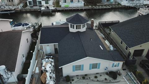 Drone view home new roof landscaped — Mohnton, PA