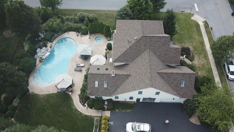 Drone view home roof pool patio — Lebanon, PA