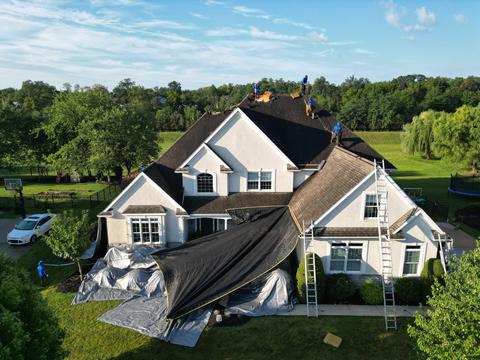Drone view large home roof countryside — Wyomissing, PA