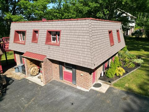 Drone view new roof two dormers — Fleetwood, PA
