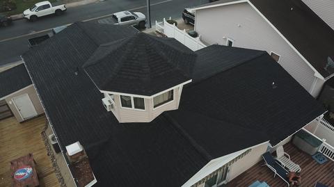 Drone view ranch home new roof crew — Lebanon, PA