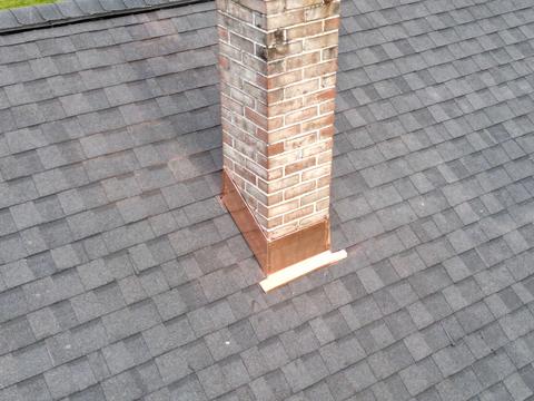 Drone view shingle roof chimney — Reading, PA