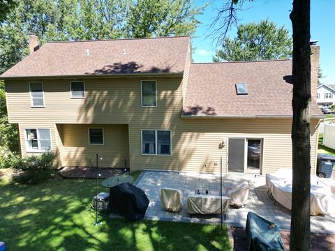 Drone view two story home roof chimney — Mohnton, PA