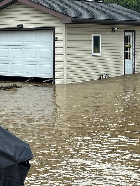 Exterior flood storm water damage home — Reading, PA