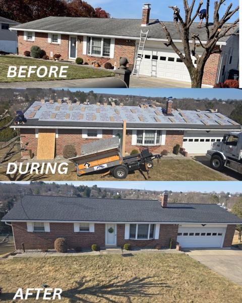 Home jobsite roofing materials panorama — New Holland, PA