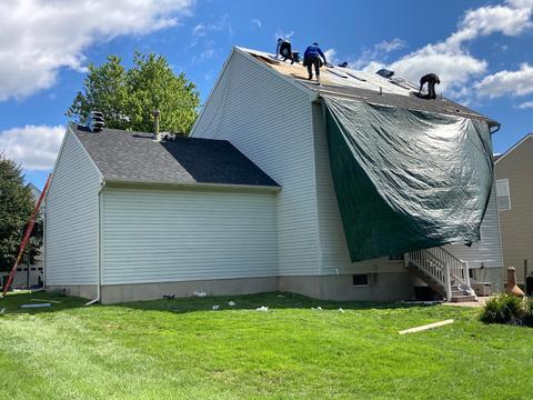 Home roof tarp storm damage — Elverson, PA