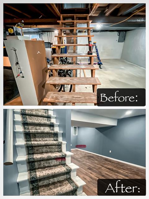 Interior staircase before & after — Lebanon, PA