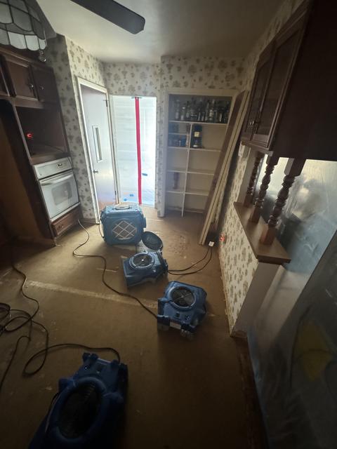 Kitchen water damage drying air mover — Reading, PA