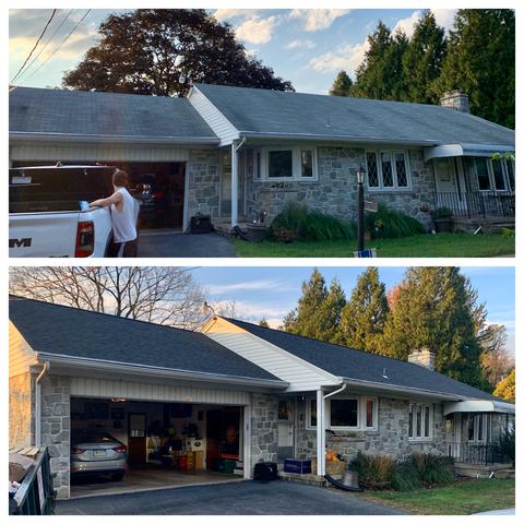 Ranch home stone exterior two views — Lebanon, PA