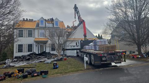 Roof shingle delivery boom lift home — Lebanon, PA