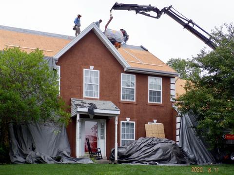 Roof shingle delivery boom truck loading — Lebanon, PA