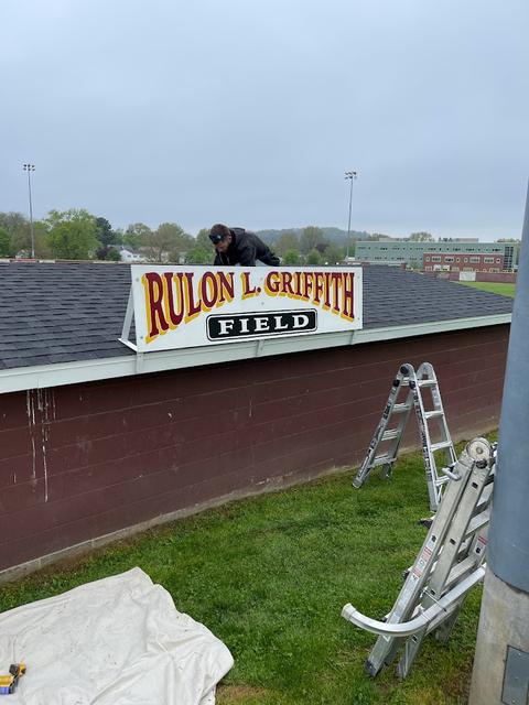 Roofing work baseball field press box — New Holland, PA