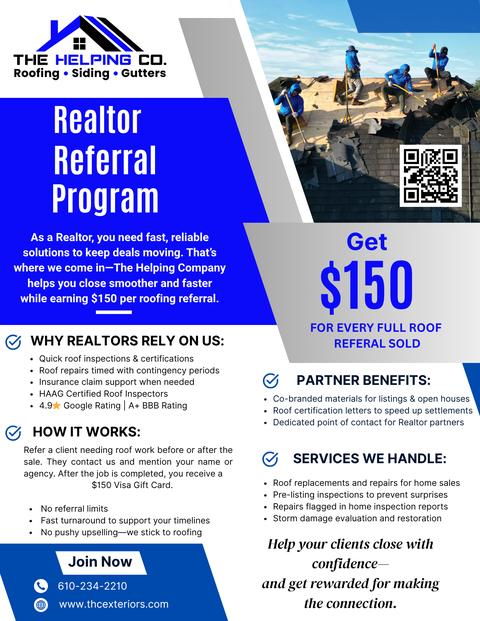 The Helping Co. realtor referral program flyer