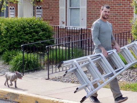 The Helping Co. trevor with ladder and puppy