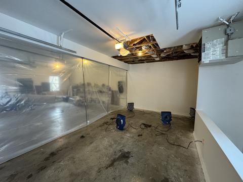 Water damage ceiling tear out drying — Mohnton, PA