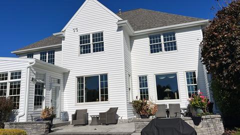 White modern farmhouse exterior new roof — Wyomissing, PA