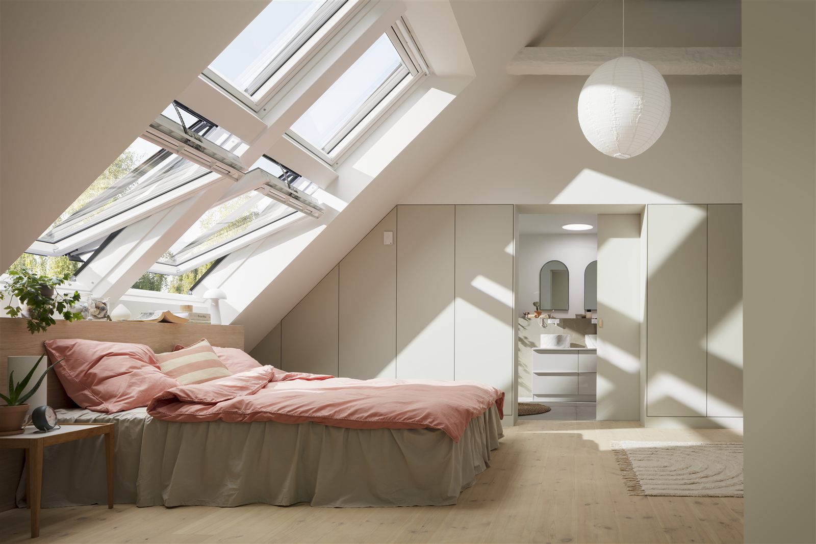 Bright airy loft room with VELUX skylights